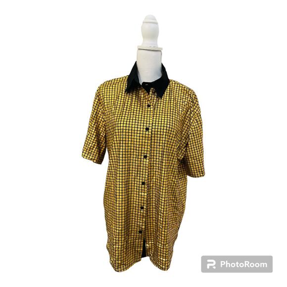 Men's 70s Costume Disco Party Dress Short Sleeve Button Down Shirts - Picture 5 of 5